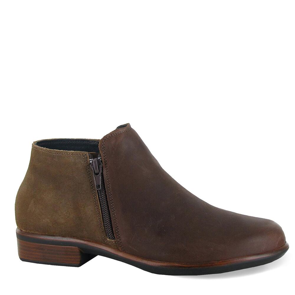 NAOT FOOTWEAR WOMEN'S HELM BOOT SOFT COGNAC LTHR/ANTIQUE BROWN SUEDE 8-8.5 M US